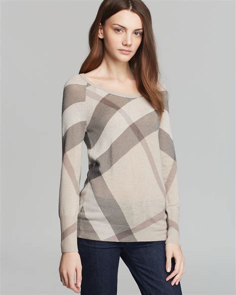 burberry brit check print knit top|dark birch brown check sweater.